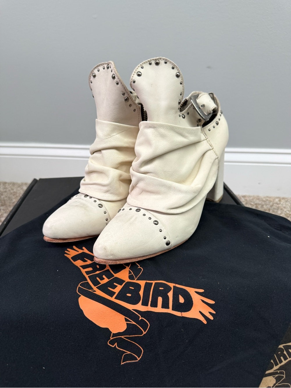 Freebird Studded Leather Ankle Boots
